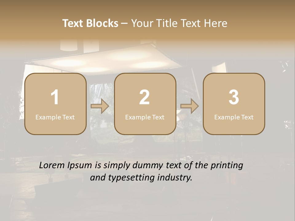 A Photo Studio With A Large Screen And Lighting Equipment PowerPoint Template