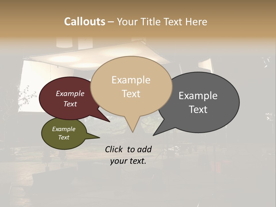 A Photo Studio With A Large Screen And Lighting Equipment PowerPoint Template