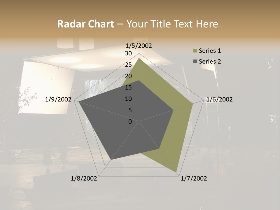 A Photo Studio With A Large Screen And Lighting Equipment PowerPoint Template
