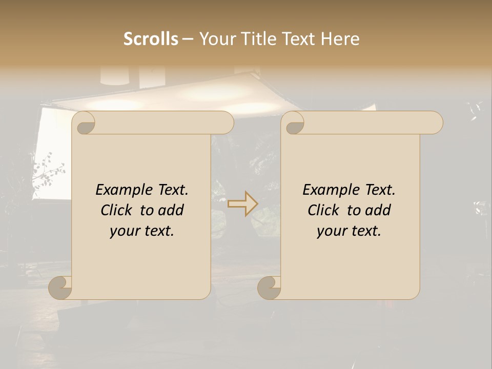 A Photo Studio With A Large Screen And Lighting Equipment PowerPoint Template