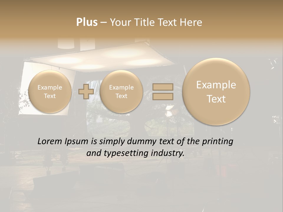 A Photo Studio With A Large Screen And Lighting Equipment PowerPoint Template