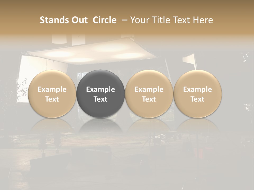 A Photo Studio With A Large Screen And Lighting Equipment PowerPoint Template