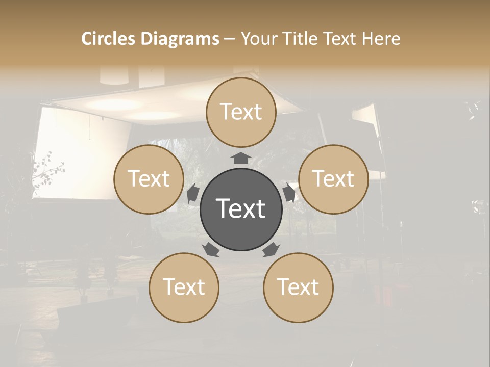 A Photo Studio With A Large Screen And Lighting Equipment PowerPoint Template