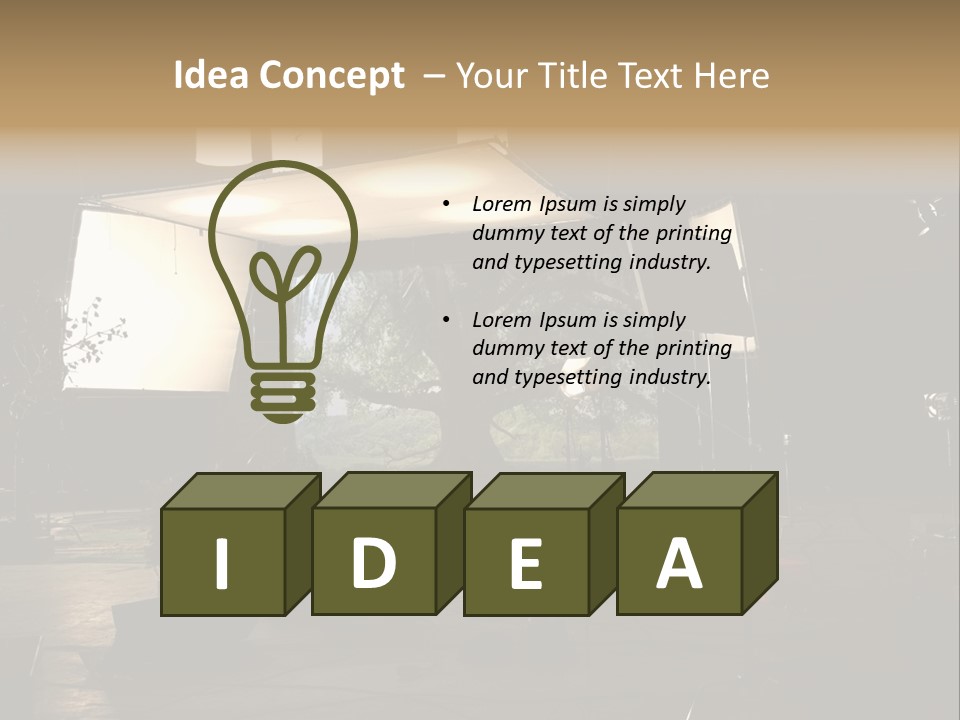 A Photo Studio With A Large Screen And Lighting Equipment PowerPoint Template