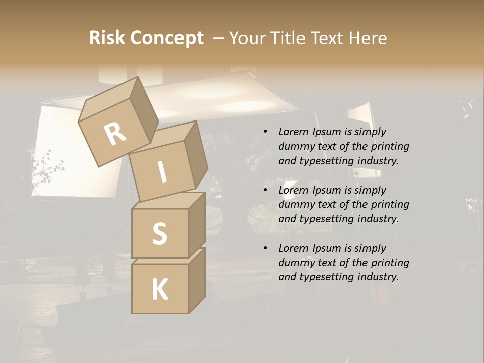 A Photo Studio With A Large Screen And Lighting Equipment PowerPoint Template