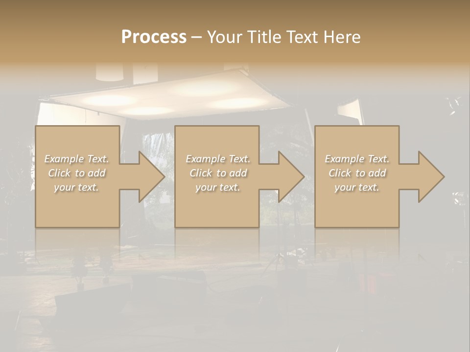 A Photo Studio With A Large Screen And Lighting Equipment PowerPoint Template