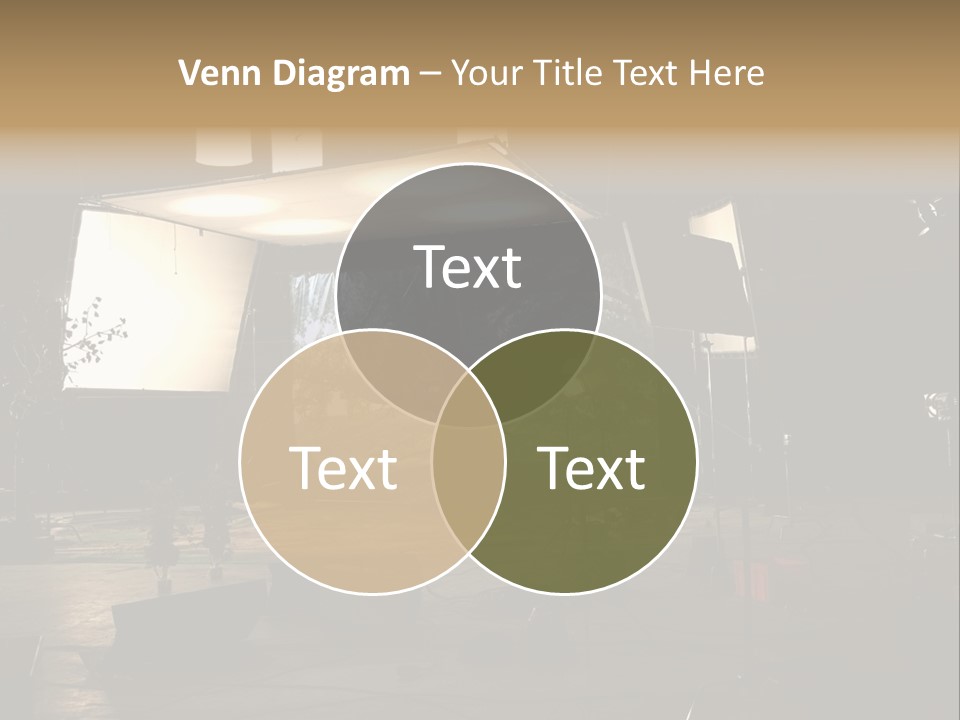 A Photo Studio With A Large Screen And Lighting Equipment PowerPoint Template