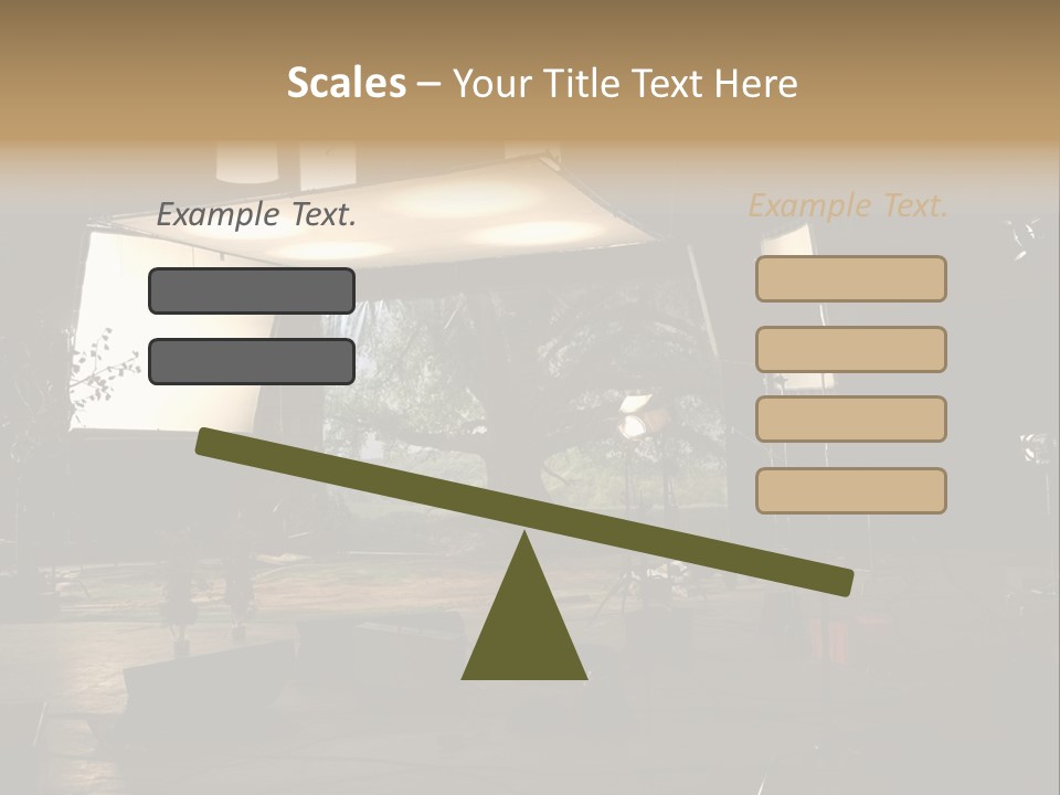 A Photo Studio With A Large Screen And Lighting Equipment PowerPoint Template