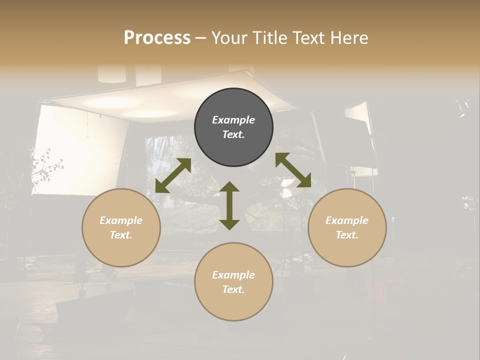 A Photo Studio With A Large Screen And Lighting Equipment PowerPoint Template