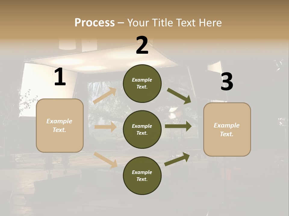A Photo Studio With A Large Screen And Lighting Equipment PowerPoint Template