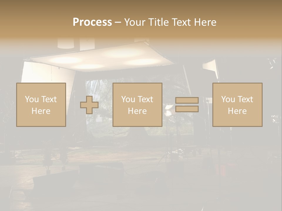 A Photo Studio With A Large Screen And Lighting Equipment PowerPoint Template