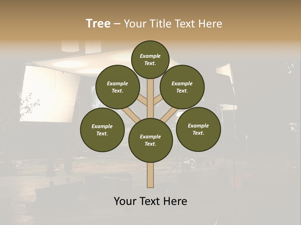 A Photo Studio With A Large Screen And Lighting Equipment PowerPoint Template