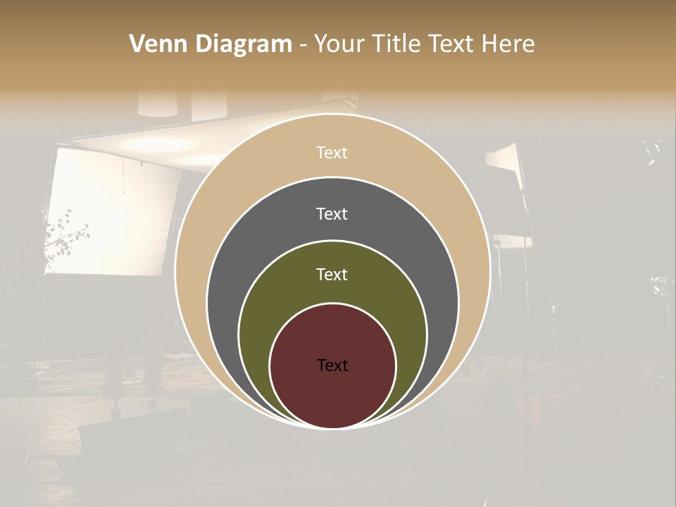 A Photo Studio With A Large Screen And Lighting Equipment PowerPoint Template