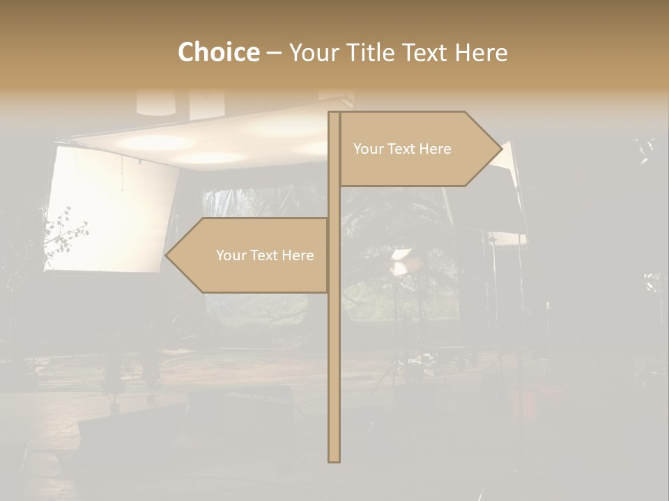 A Photo Studio With A Large Screen And Lighting Equipment PowerPoint Template