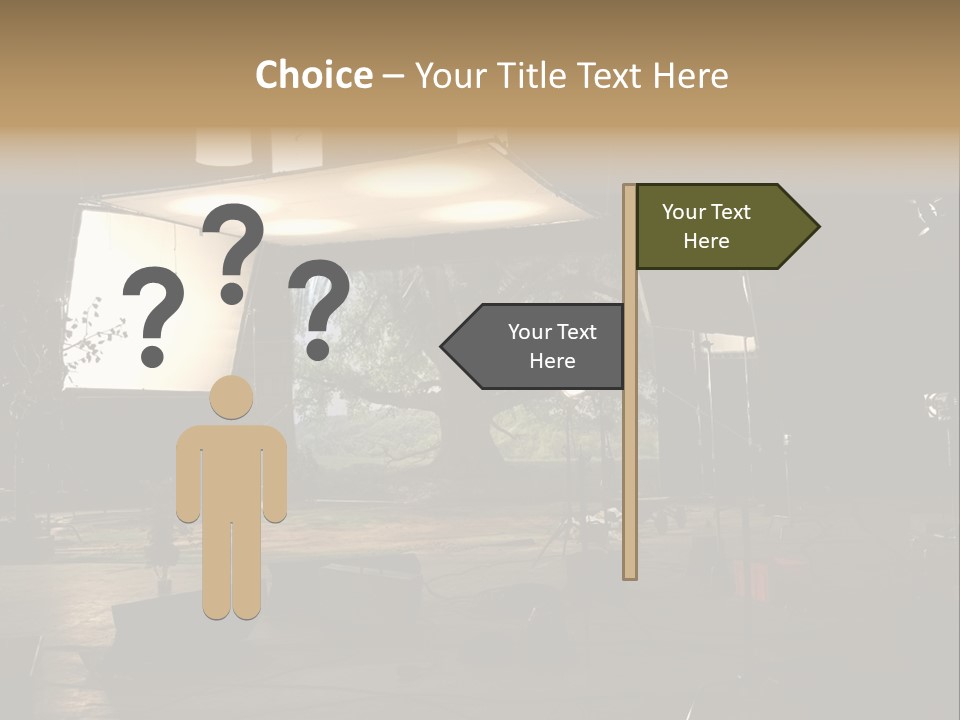 A Photo Studio With A Large Screen And Lighting Equipment PowerPoint Template