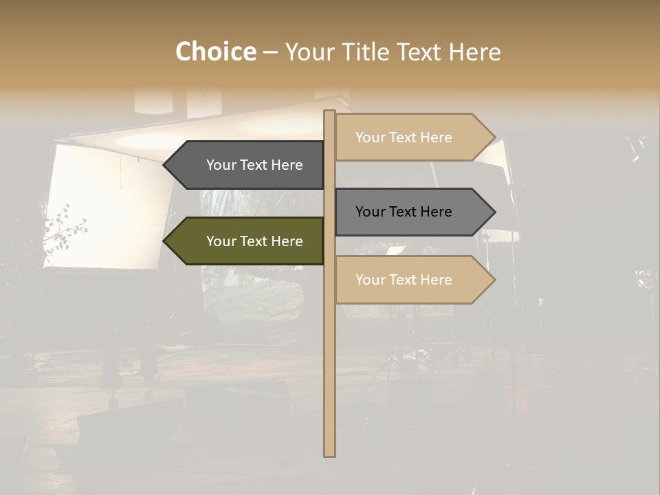 A Photo Studio With A Large Screen And Lighting Equipment PowerPoint Template
