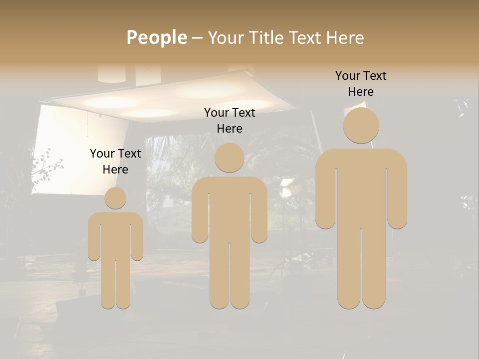 A Photo Studio With A Large Screen And Lighting Equipment PowerPoint Template