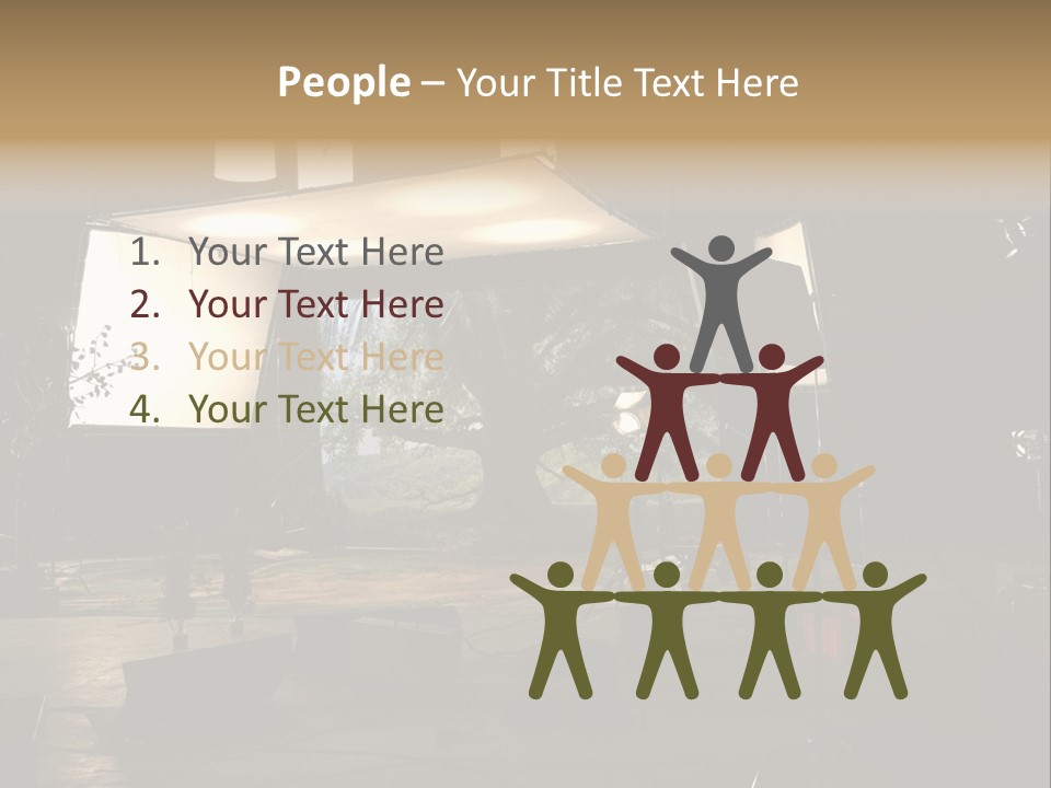 A Photo Studio With A Large Screen And Lighting Equipment PowerPoint Template