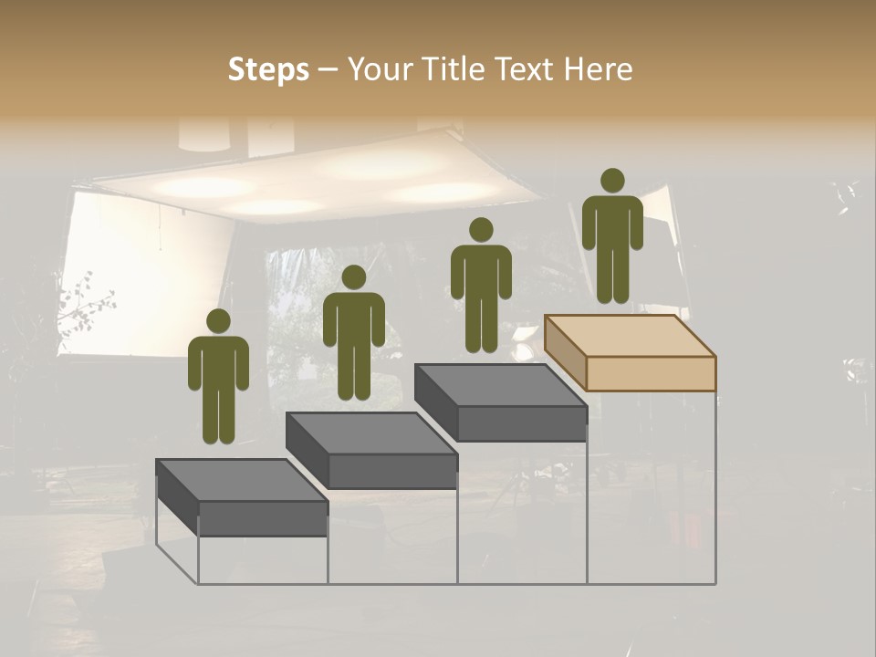 A Photo Studio With A Large Screen And Lighting Equipment PowerPoint Template