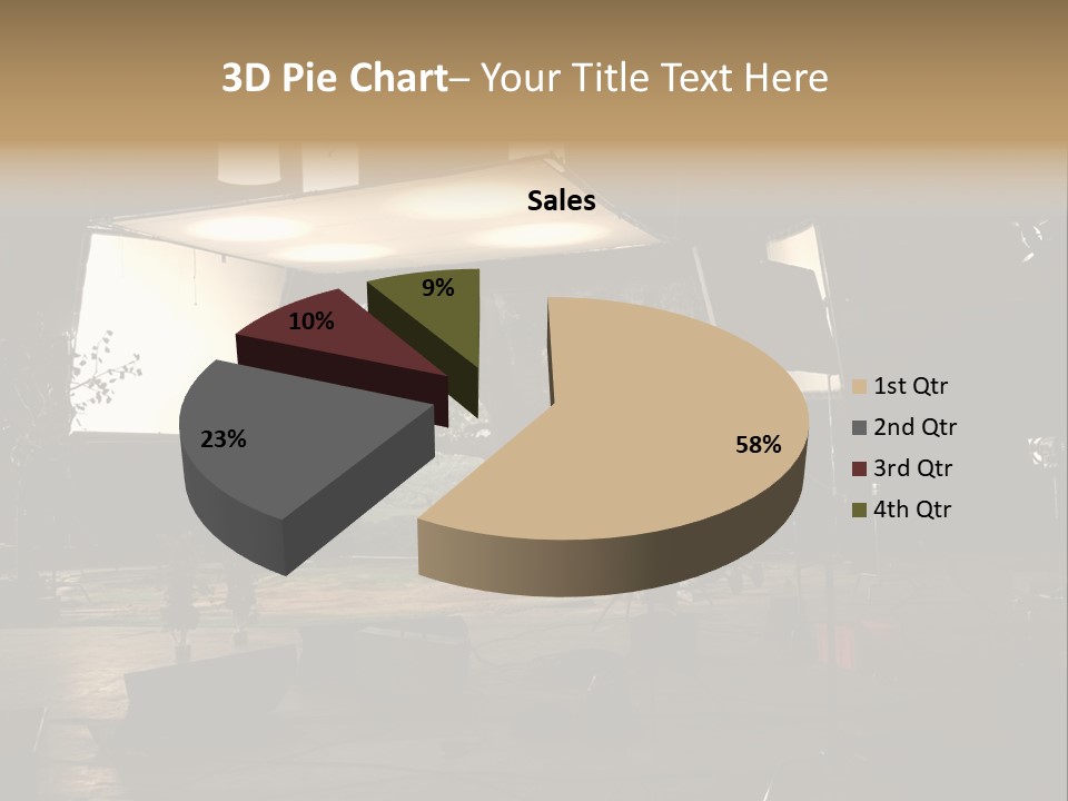 A Photo Studio With A Large Screen And Lighting Equipment PowerPoint Template