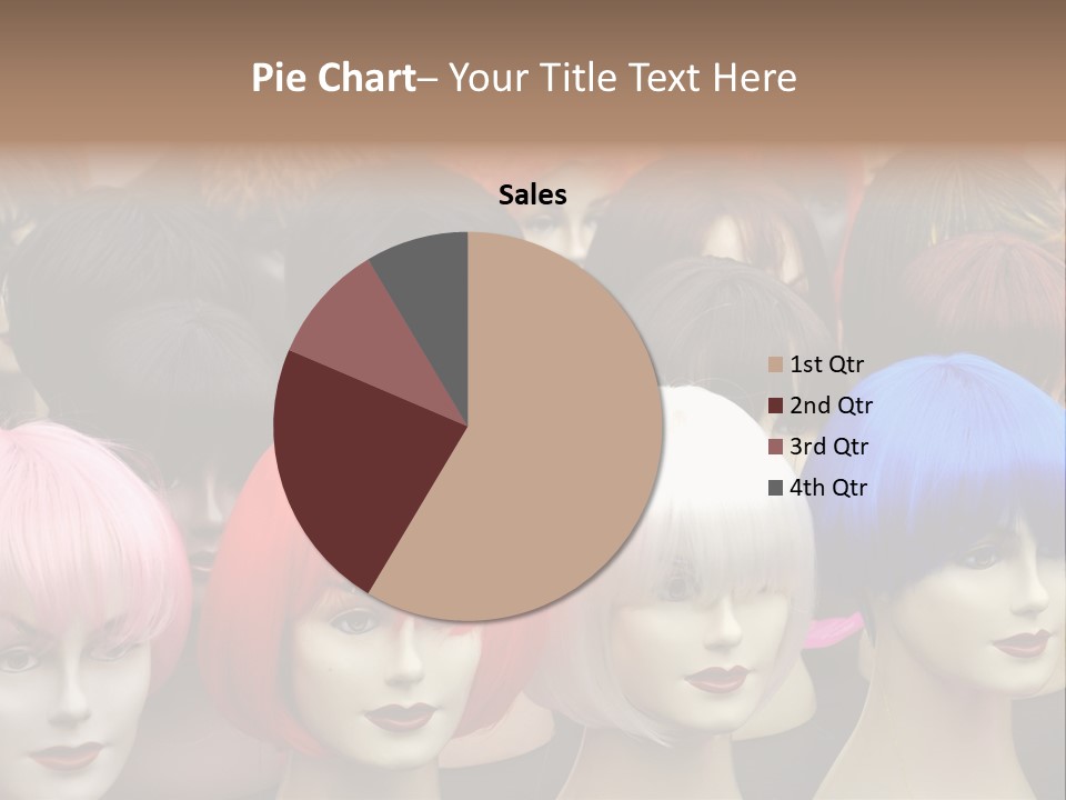 A Group Of Wigs With Different Colored Hair PowerPoint Template