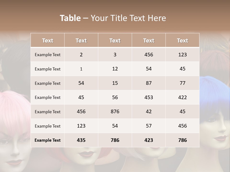 A Group Of Wigs With Different Colored Hair PowerPoint Template