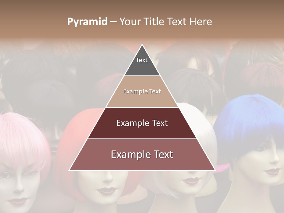 A Group Of Wigs With Different Colored Hair PowerPoint Template