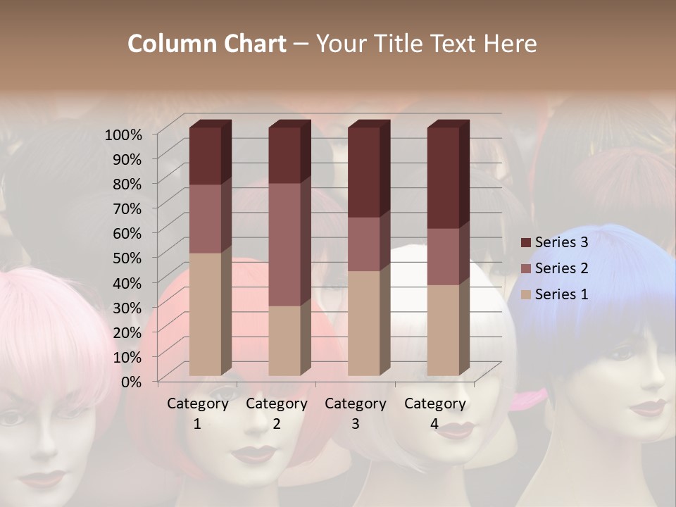 A Group Of Wigs With Different Colored Hair PowerPoint Template