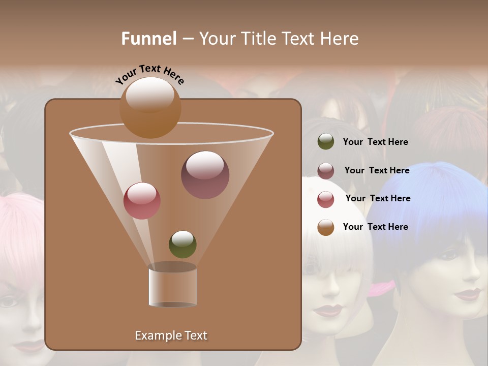 A Group Of Wigs With Different Colored Hair PowerPoint Template