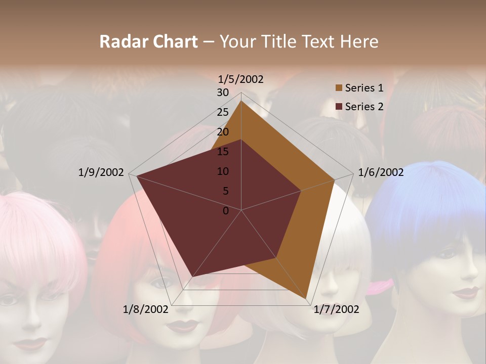 A Group Of Wigs With Different Colored Hair PowerPoint Template