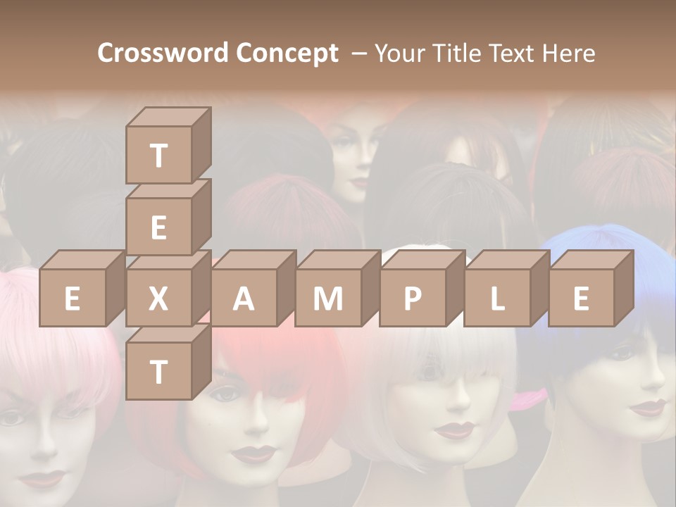 A Group Of Wigs With Different Colored Hair PowerPoint Template