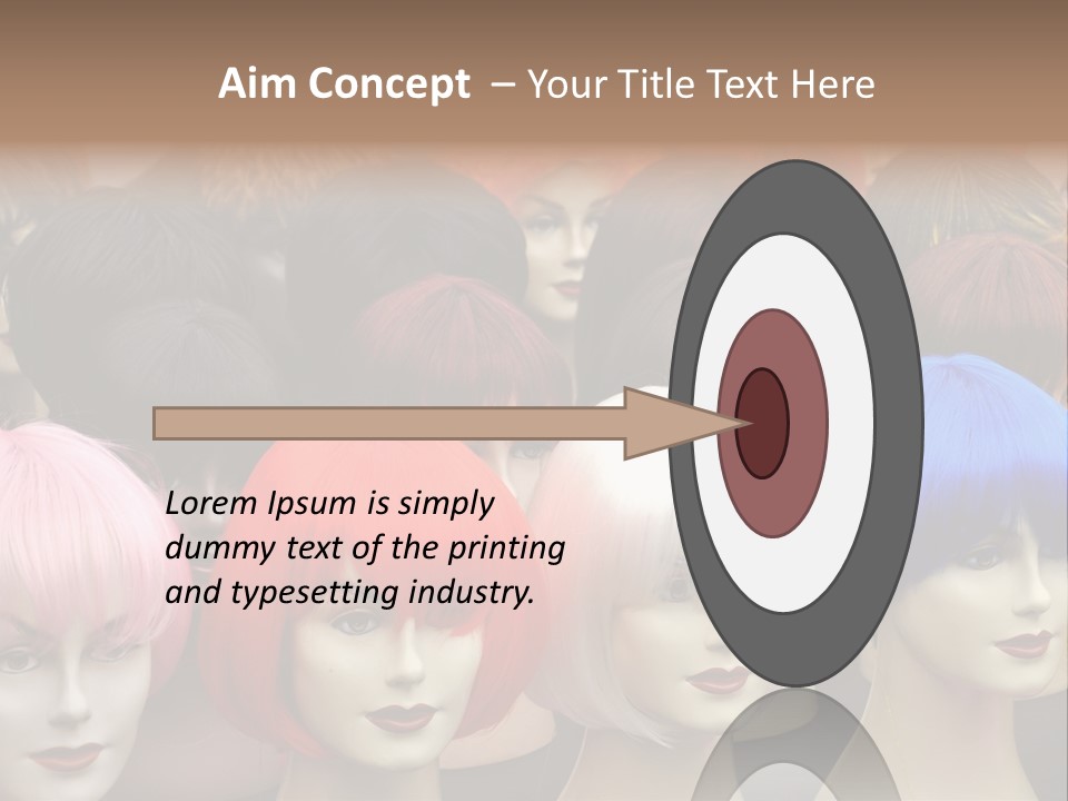 A Group Of Wigs With Different Colored Hair PowerPoint Template