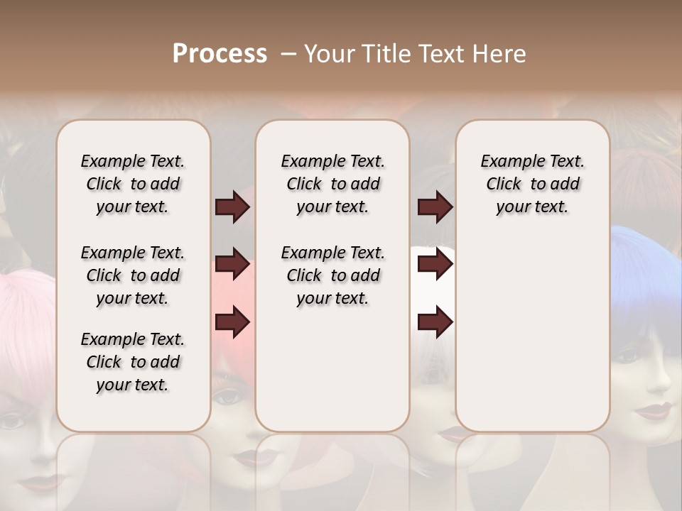 A Group Of Wigs With Different Colored Hair PowerPoint Template