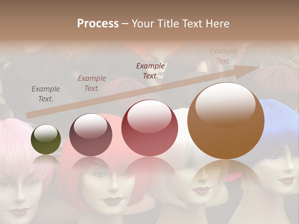 A Group Of Wigs With Different Colored Hair PowerPoint Template