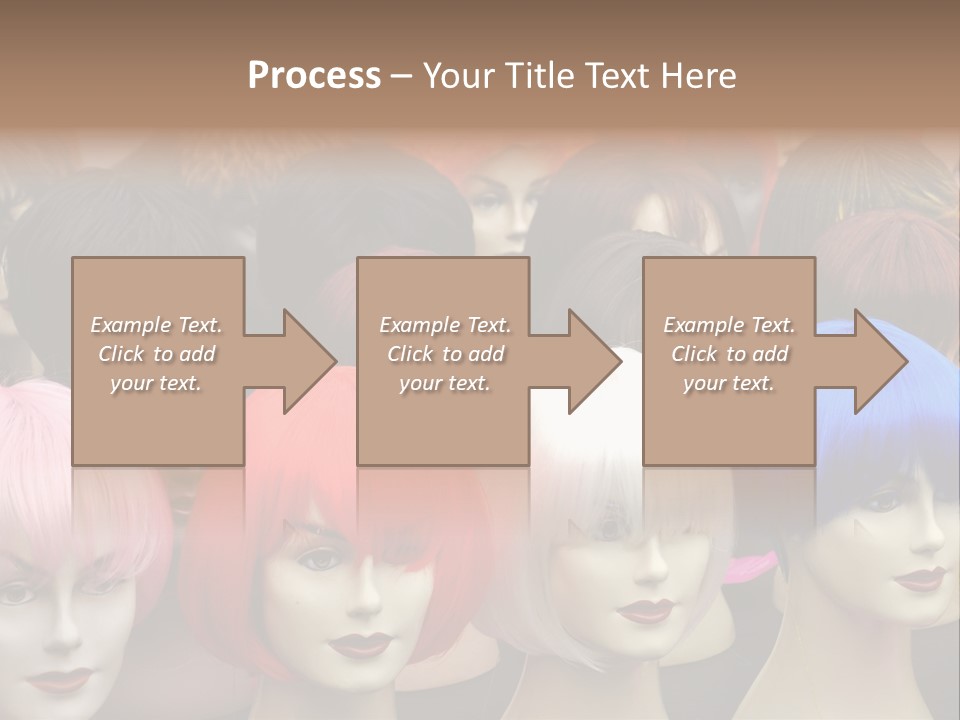 A Group Of Wigs With Different Colored Hair PowerPoint Template