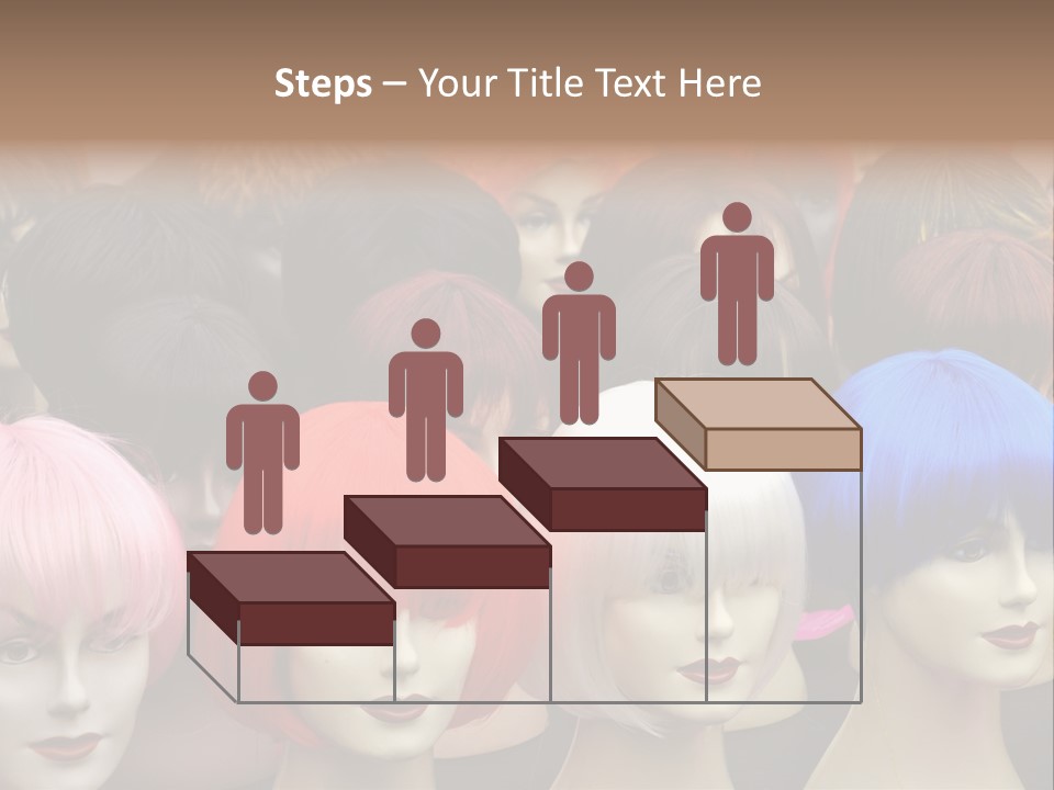 A Group Of Wigs With Different Colored Hair PowerPoint Template