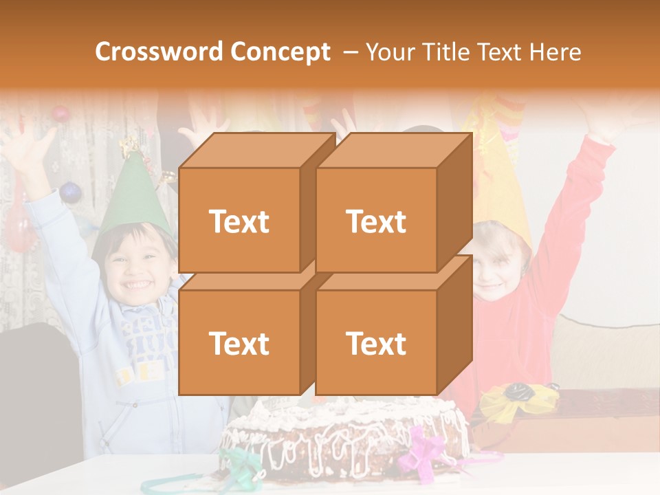 A Group Of Children Celebrating A Birthday With A Cake PowerPoint Template