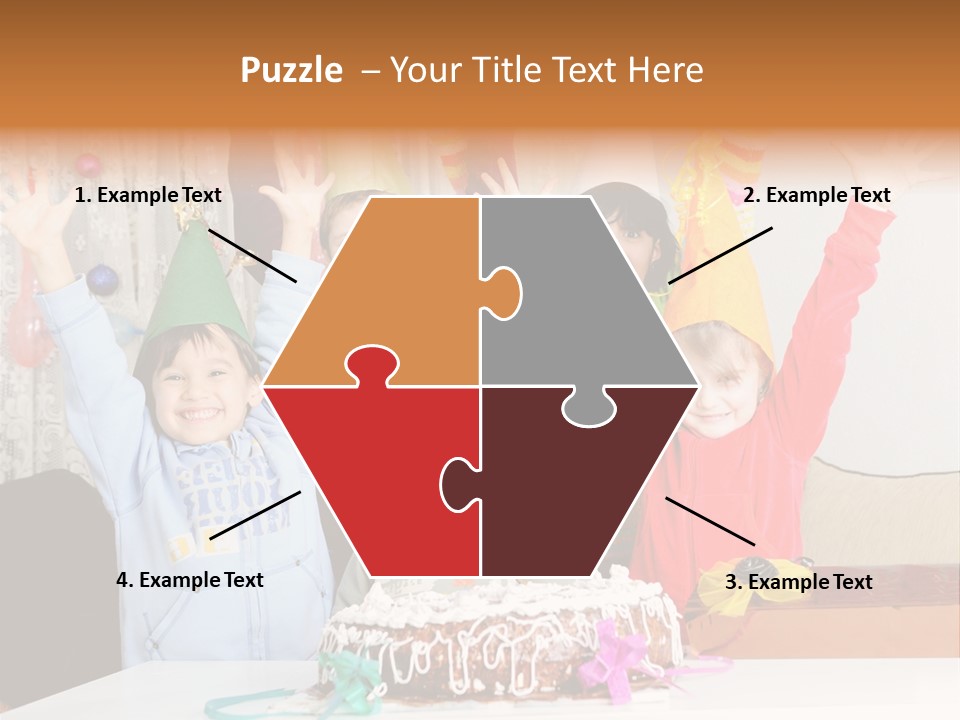 A Group Of Children Celebrating A Birthday With A Cake PowerPoint Template