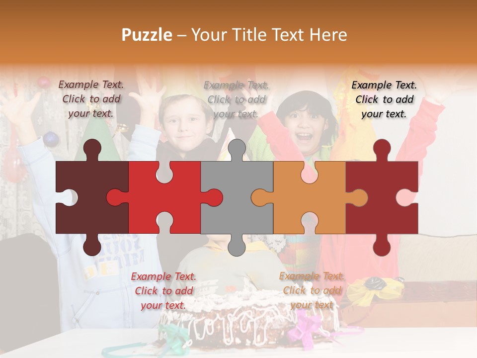 A Group Of Children Celebrating A Birthday With A Cake PowerPoint Template