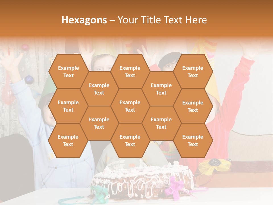 A Group Of Children Celebrating A Birthday With A Cake PowerPoint Template