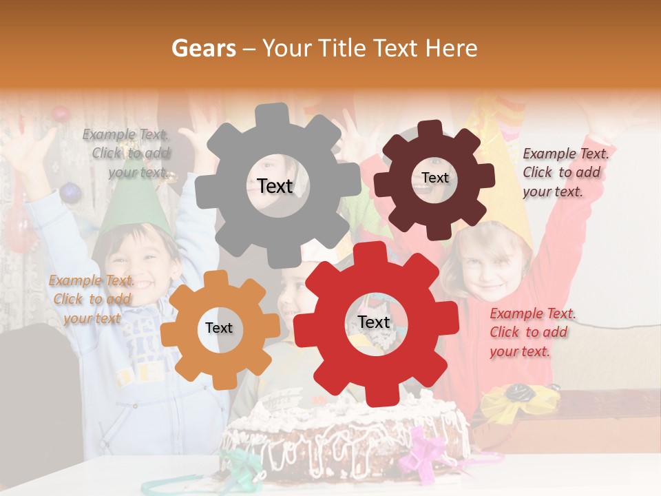 A Group Of Children Celebrating A Birthday With A Cake PowerPoint Template