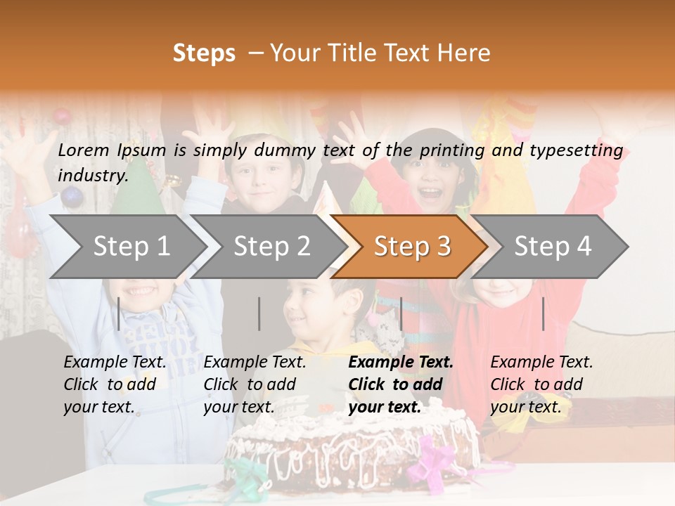A Group Of Children Celebrating A Birthday With A Cake PowerPoint Template