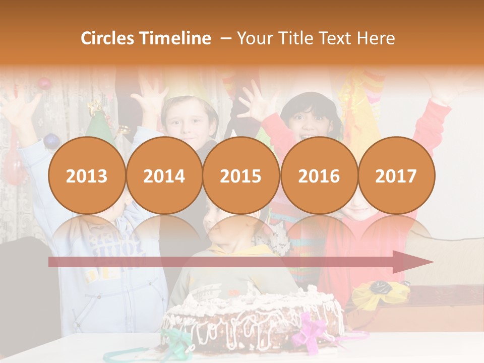A Group Of Children Celebrating A Birthday With A Cake PowerPoint Template