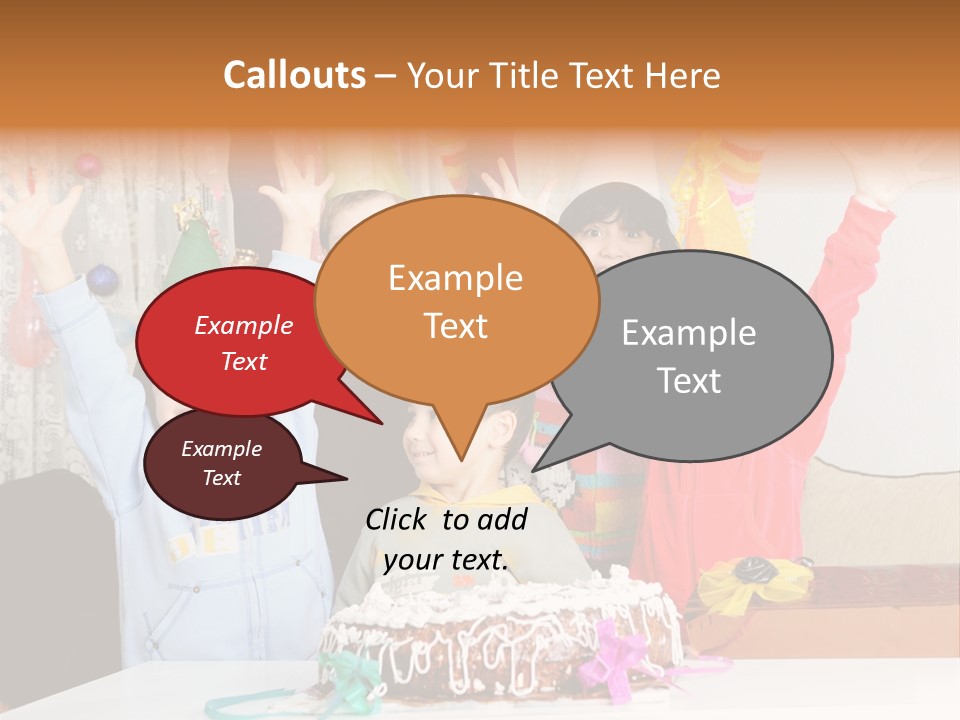 A Group Of Children Celebrating A Birthday With A Cake PowerPoint Template