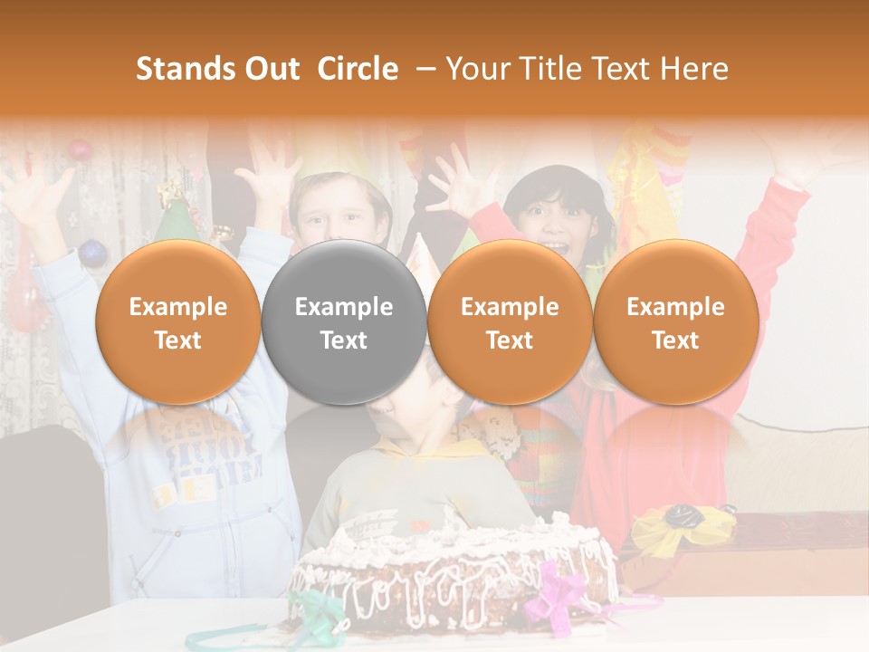 A Group Of Children Celebrating A Birthday With A Cake PowerPoint Template