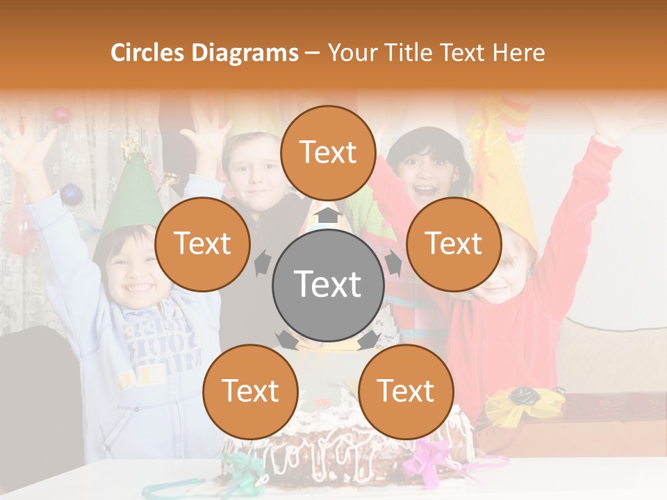 A Group Of Children Celebrating A Birthday With A Cake PowerPoint Template