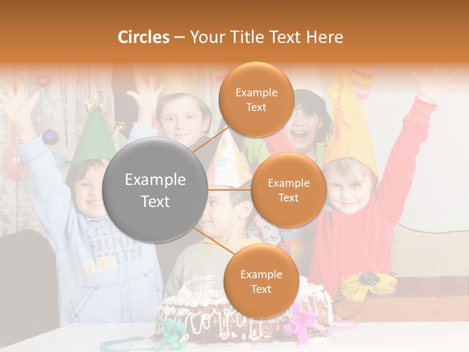 A Group Of Children Celebrating A Birthday With A Cake PowerPoint Template