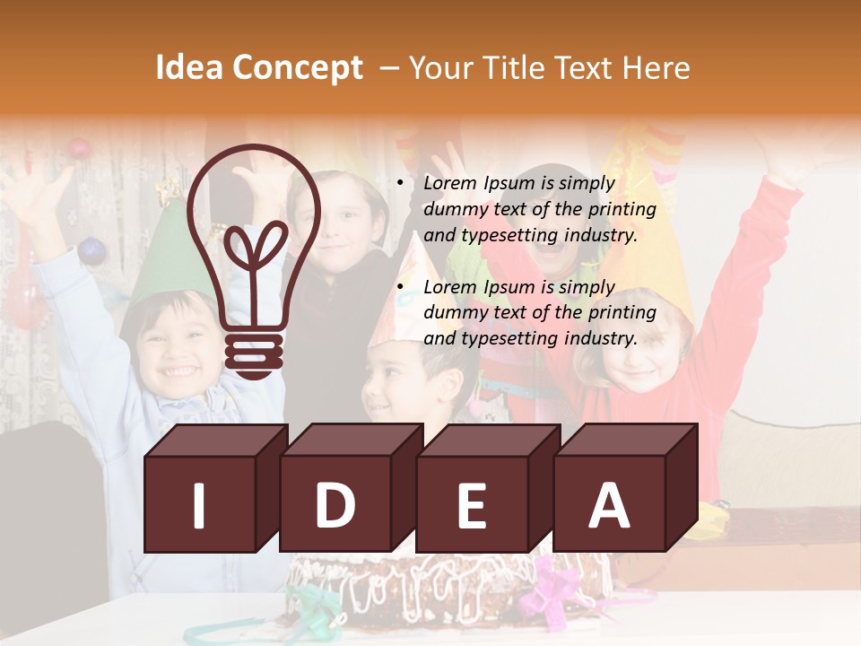 A Group Of Children Celebrating A Birthday With A Cake PowerPoint Template