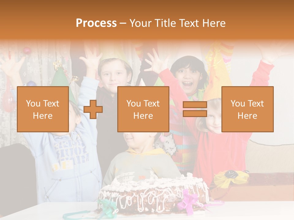 A Group Of Children Celebrating A Birthday With A Cake PowerPoint Template