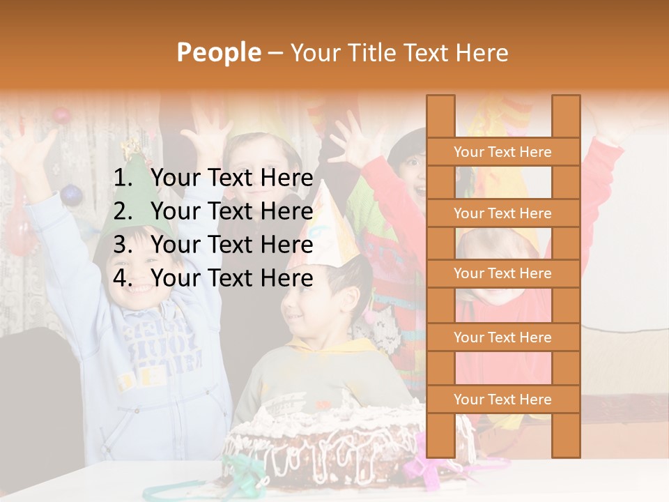A Group Of Children Celebrating A Birthday With A Cake PowerPoint Template